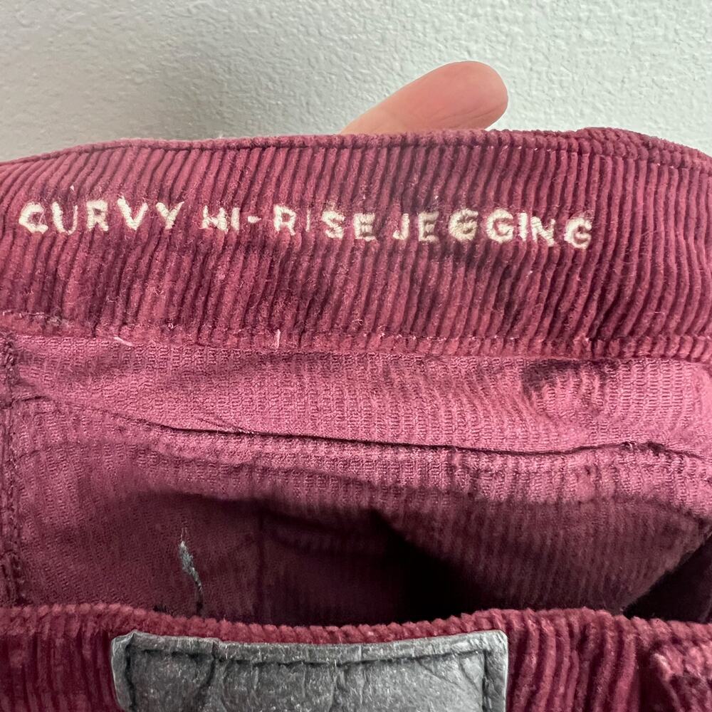 American Eagle Sz 12 X-Short Maroon Corduroy Curvy Hi-Rise Jegging Button Fly - Picture 9 of 10